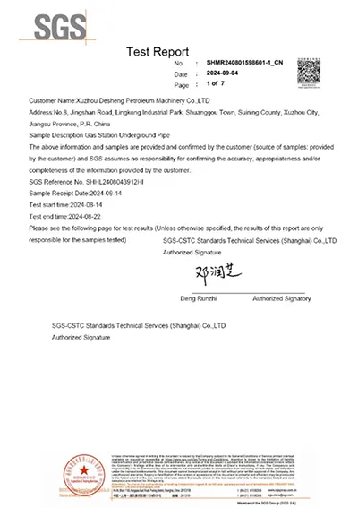 Inspection Report (Gas Station Underground Pipeline)